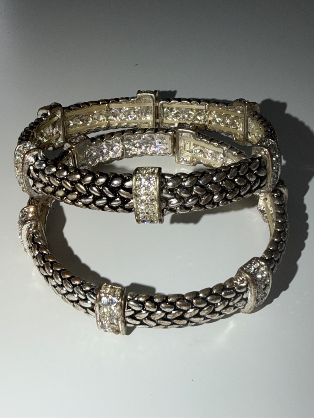 Silver Braided Crystal Accent Bracelets - Women Accessories